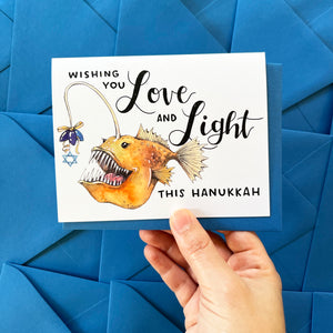 Anglerfish Love And Light Happy Hanukkah Card