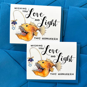 Anglerfish Love And Light Happy Hanukkah Card