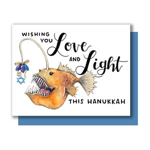 Anglerfish Love And Light Happy Hanukkah Card