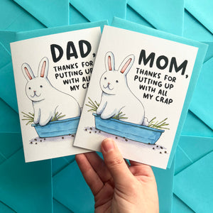 Thanks For Putting Up With All My Crap Bunny Litter Box Mother's Day Card