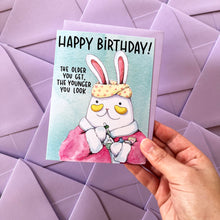 Load image into Gallery viewer, Skincare Routine Bunny Happy Birthday Card
