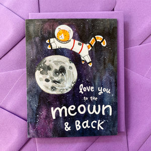 Love You To the Moon and Back Cat Astronaut Card