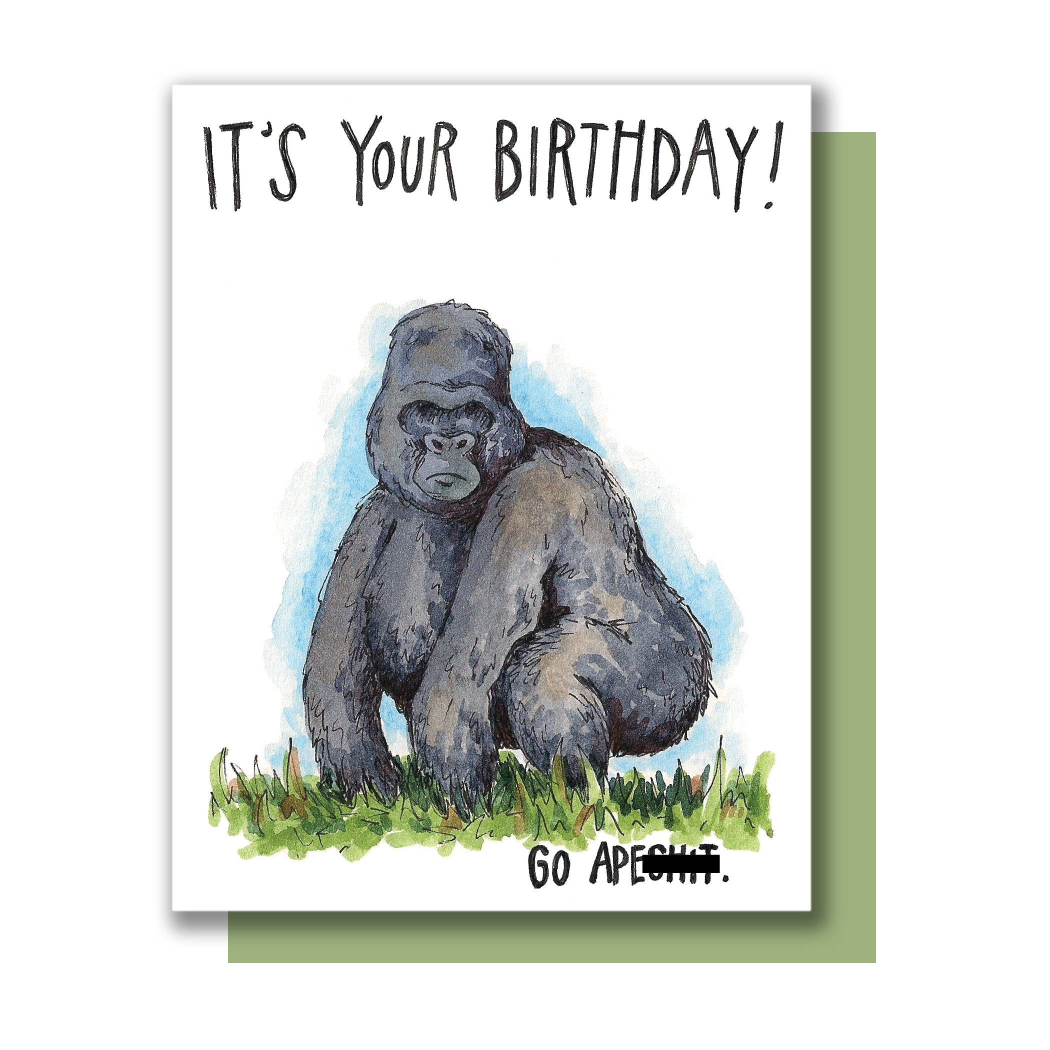 Silverback Gorilla Card A6 Gorilla Gifts, Monkey Birthday Card, Gorilla  Drawing, Ape Art Card, Gorilla Fathers Day Greeting Card 