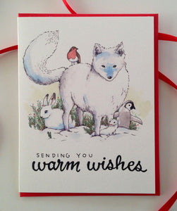 Sending You Warm Wishes Arctic Animals Holiday Christmas Card